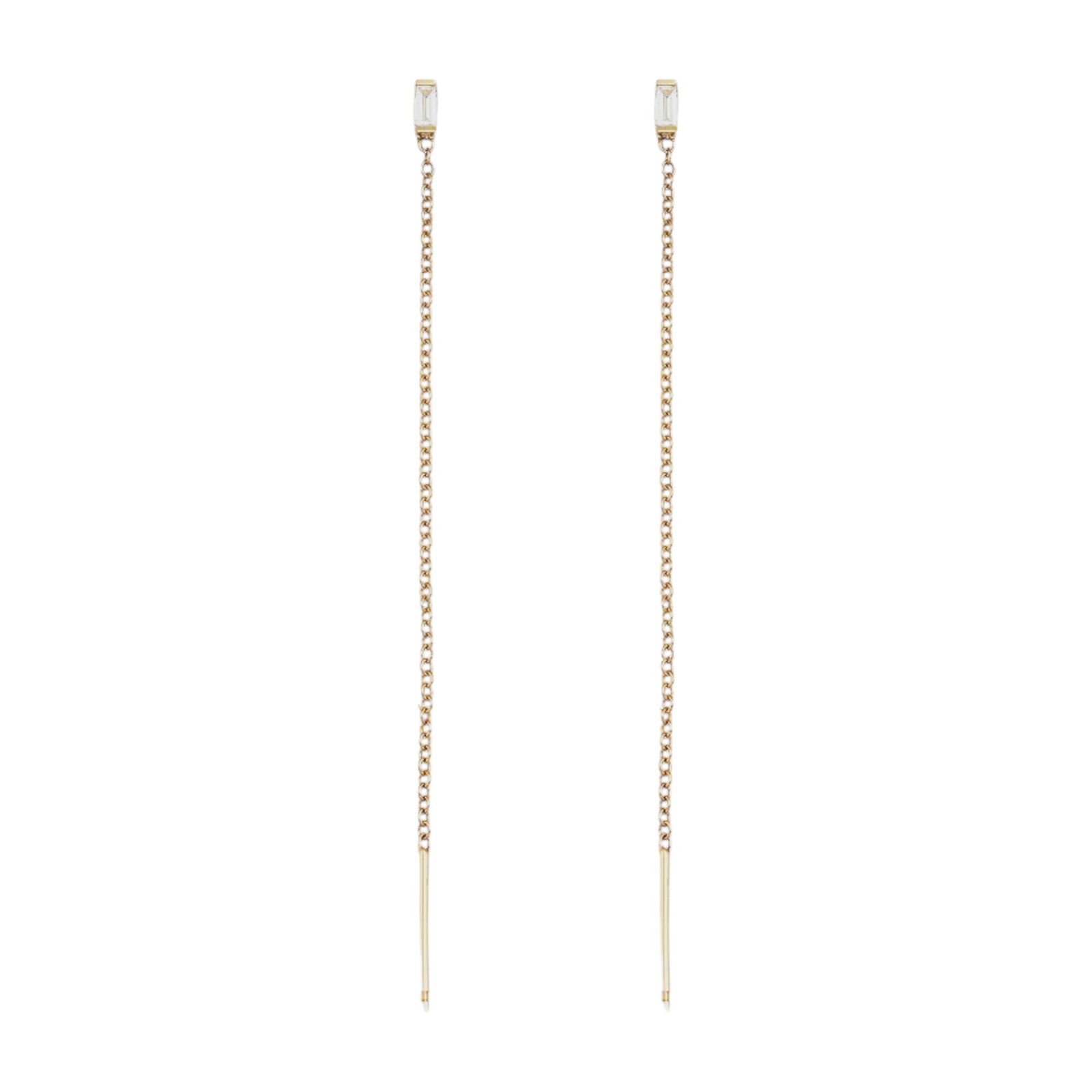 Zoe Chicco 14k Gold Baguette Diamond Loop Threader Earrings Gold — image 7 of 8